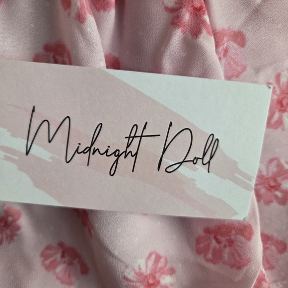 Midnight Doll Wool Dobby Print Square Neck Tie Strap Tiered  Dress - Picture 3 of 5